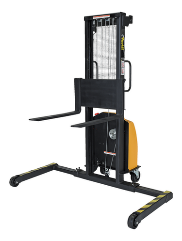 Steel Stacker with Adjustable DC Powered Winch 770 Lb. Capacity Black / Yellow